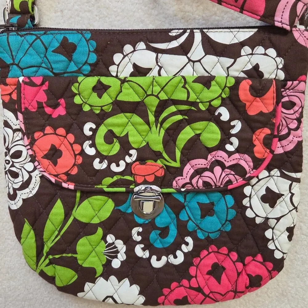 Vera Bradley Retired Lola Saddle Hipster Quilted Crossbody Handbag Adjustable